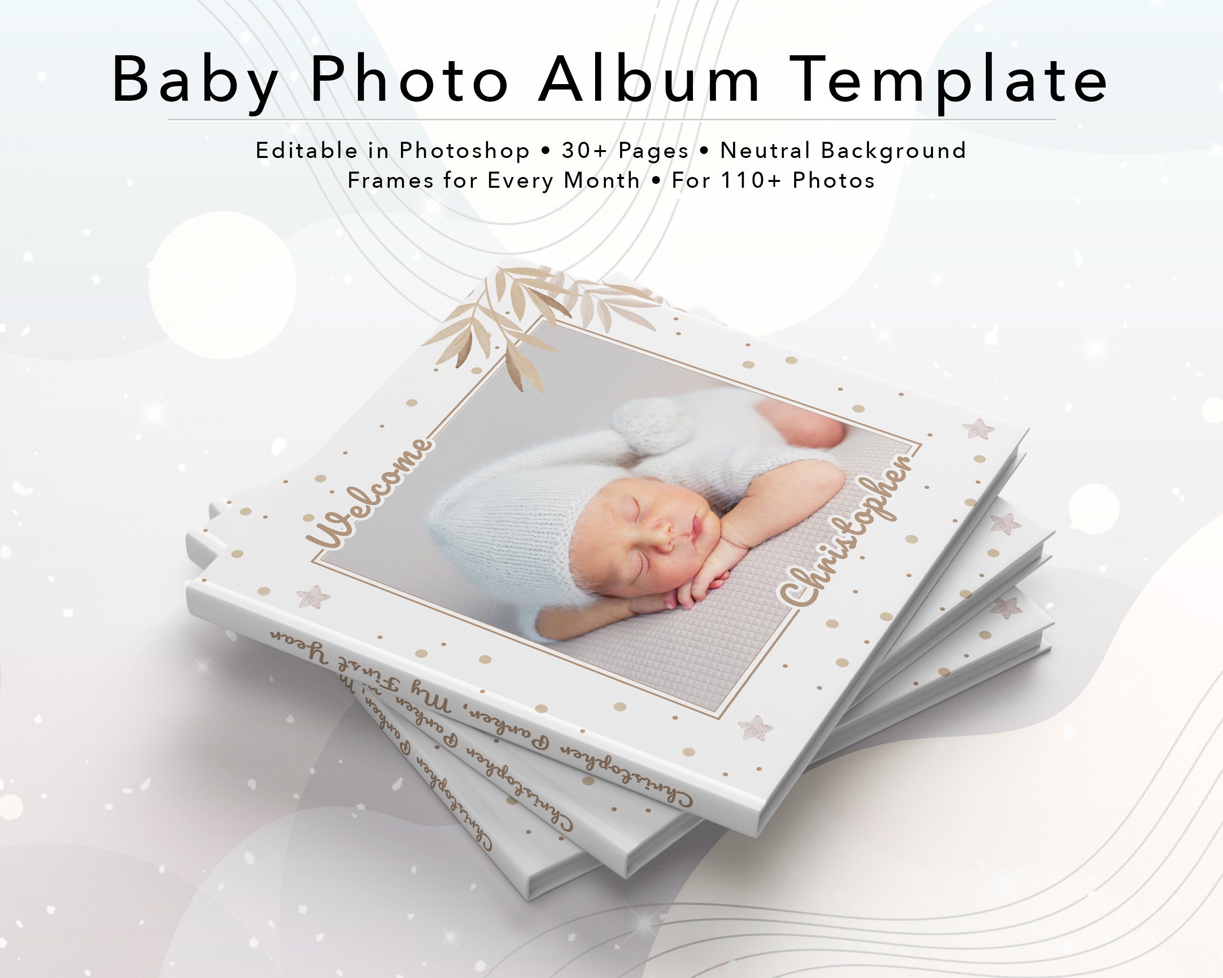 Baby Photo Album Template Baby Boy Baby Girl First Year Photo