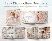 Baby Photo Album Template: 12x12" Photoshop File (Instant Download)