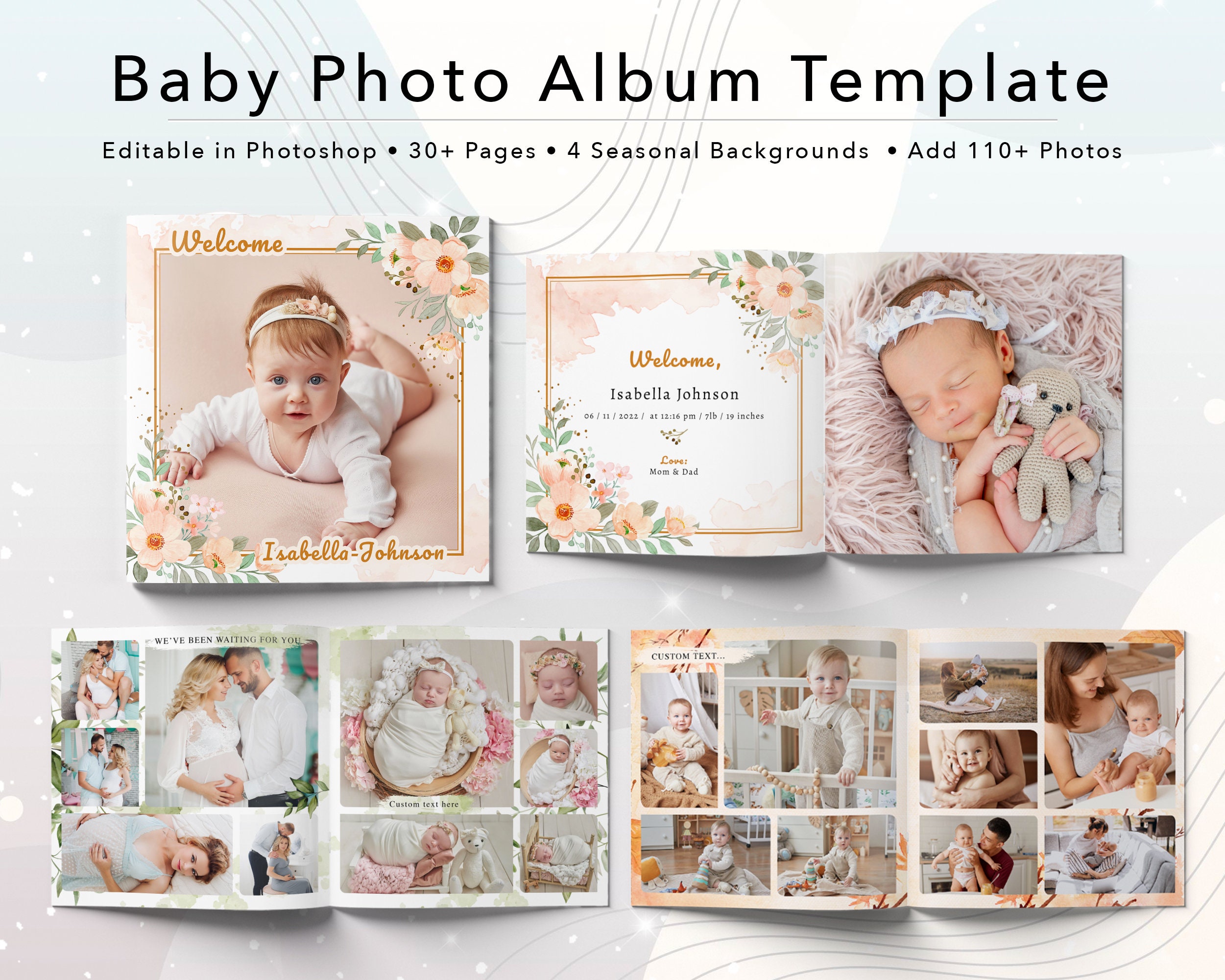 Baby Photo Album Template Template 1212 Etsy