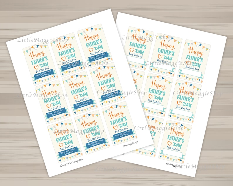 HAPPY FATHER'S DAY Printable Gift Tags, Best Dad Ever Editable ...