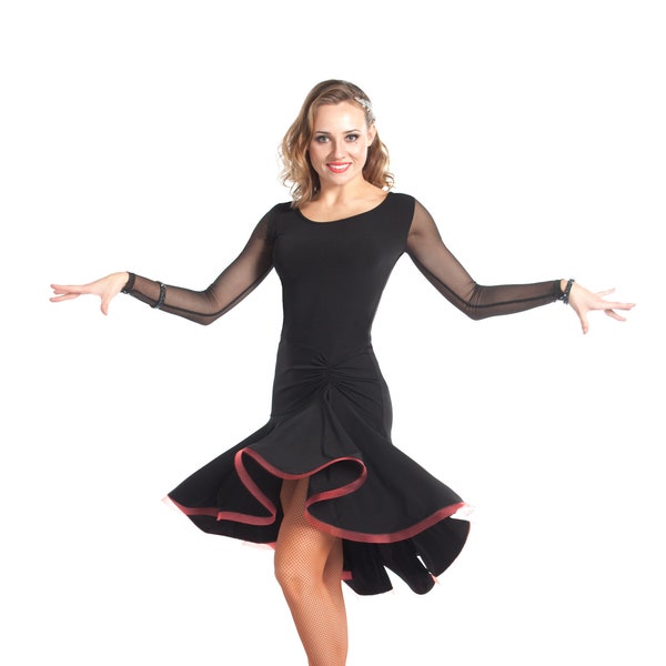 Joanna Net Sleeve Latin Dance Dress