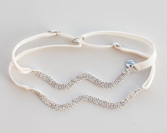 Jarretière chaîne en cristal - Bijoux en métal et pierre, accessoire de danse exotique pour showgirl Rave Festival