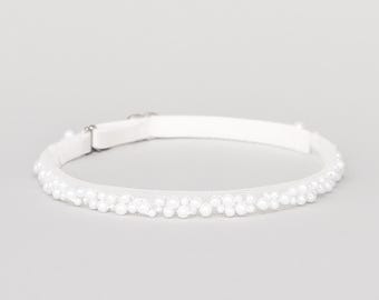 Pearl Embroidered Ivory Wedding Garter Adjustable Elastic Bridal Set with Toss Included