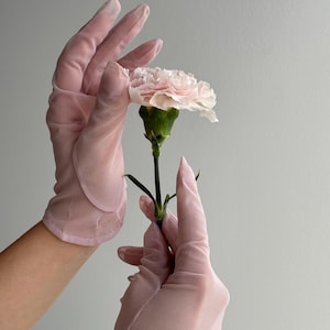 Sheer Pale Pink Mesh Short Gloves – Adjustable Party Accessory for Women, Handmade Tea Party or Summer Fashion