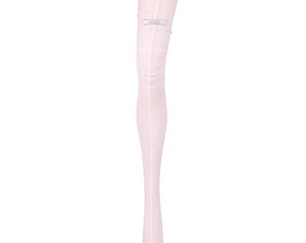 Pink Mesh Footless Thigh High Stockings Sheer Ruched Minimalist Hosiery For Women Fashion