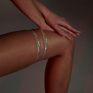 Gold Beaded Bridal Garter | Handmade Wedding Garter with Gold Stick Beads and Elastic | Adjustable Fit 15–18 in| Bridal accessories