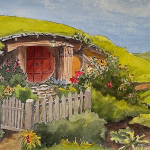 Bolger Hobbit-Heim. Stift und Aquarell