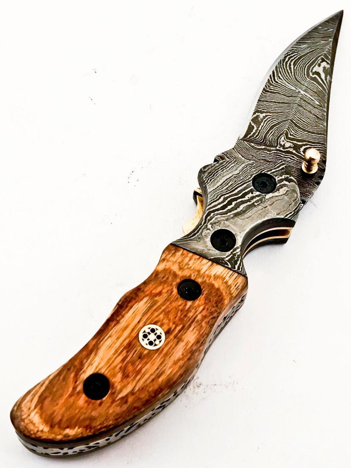 Hand Made Damascus Steel Folding Knife/Pocket Knife/Liner Lock Etsy