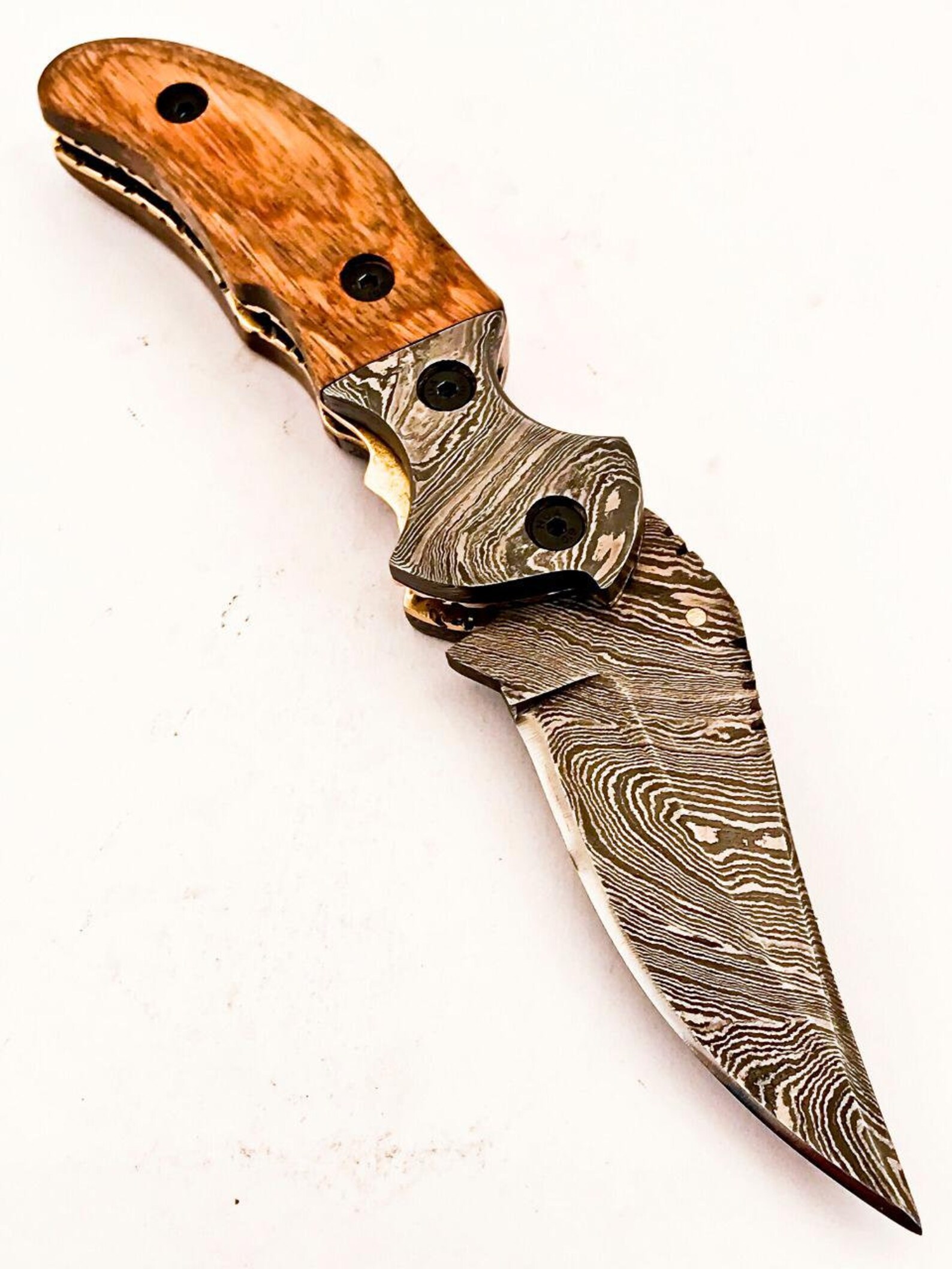 Hand Made Damascus Steel Folding Knife/Pocket Knife/Liner Lock Etsy