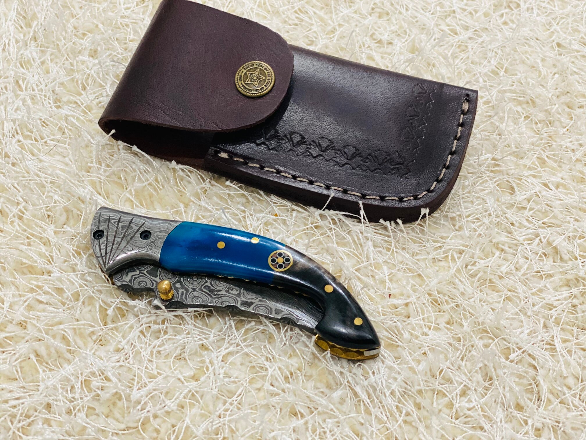 Hand Made Damascus Steel Folding Knife/Pocket Knife/Liner Lock Etsy