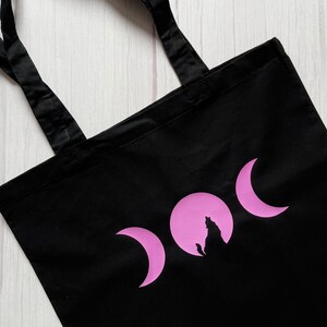 Crescent Moon Wolf Print Tote Bag