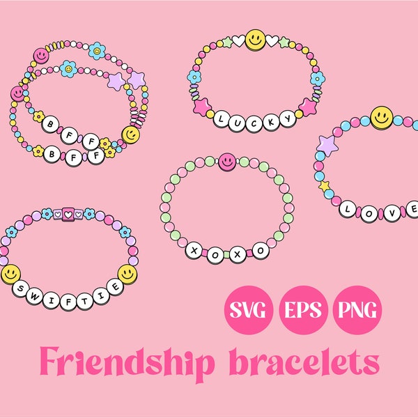 Kawaii friendship bracelets, SVG file, Kawaii SVG, cute PNG, pastel, printable download, sticker design, vector, commercial use, swiftie