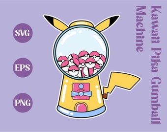 Distributore di gomme da masticare, clip art carina, SVG kawaii, illustrazione digitale, uso commerciale, download stampabile, PNG carino, design adesivo, giallo