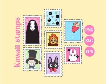 Kawaii stamps, soot ball, clip art, cute, digital download, printable, sticker, kawaii SVG, cute PNG, commercial use, journal, anime, pins