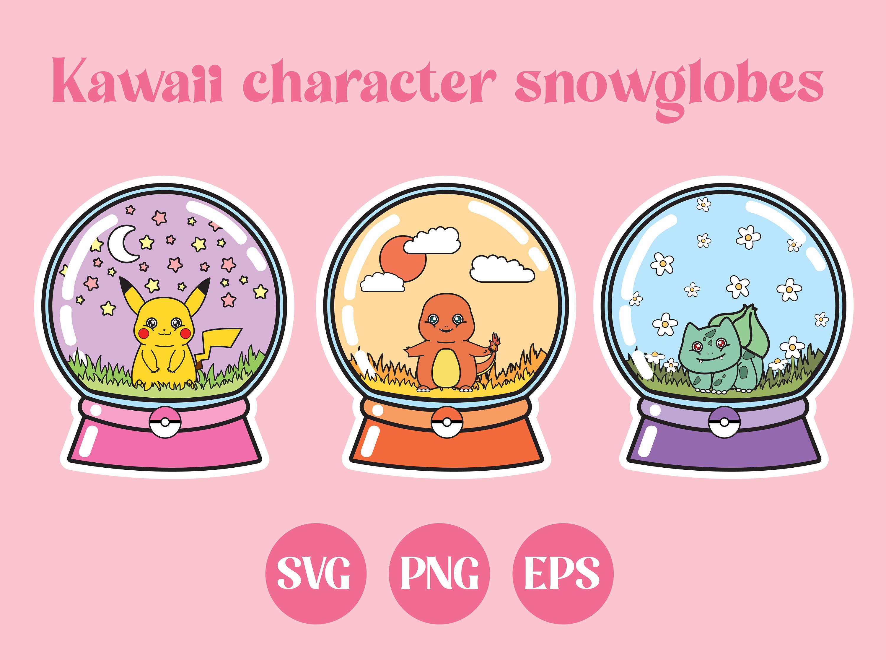 Kawaii Snow Globes Cute Clip Art SVG File Kawaii SVG - Etsy