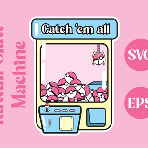 Kawaii claw game, kawaii SVG, gacha game, clip art, commercial use, PNG, pink theme, sticker design, digital art, fan art, anime, vector