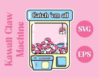 Kawaii claw game, kawaii SVG, gacha game, clip art, commercial use, PNG, pink theme, sticker design, digital art, fan art, anime, vector