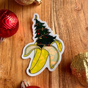 Geschälte Banane Weihnachtsbaum Aufkleber - Lustiger Feiertagsaufkleber - Einzigartiger Weihnachtsfruchtaufkleber - Nettes Geschenk für Fruchtliebhaber