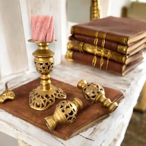 Antique French Ornate Brass Candlestick Holder, French Candelabra, French Country Decor, Art Nouveau Candlestick