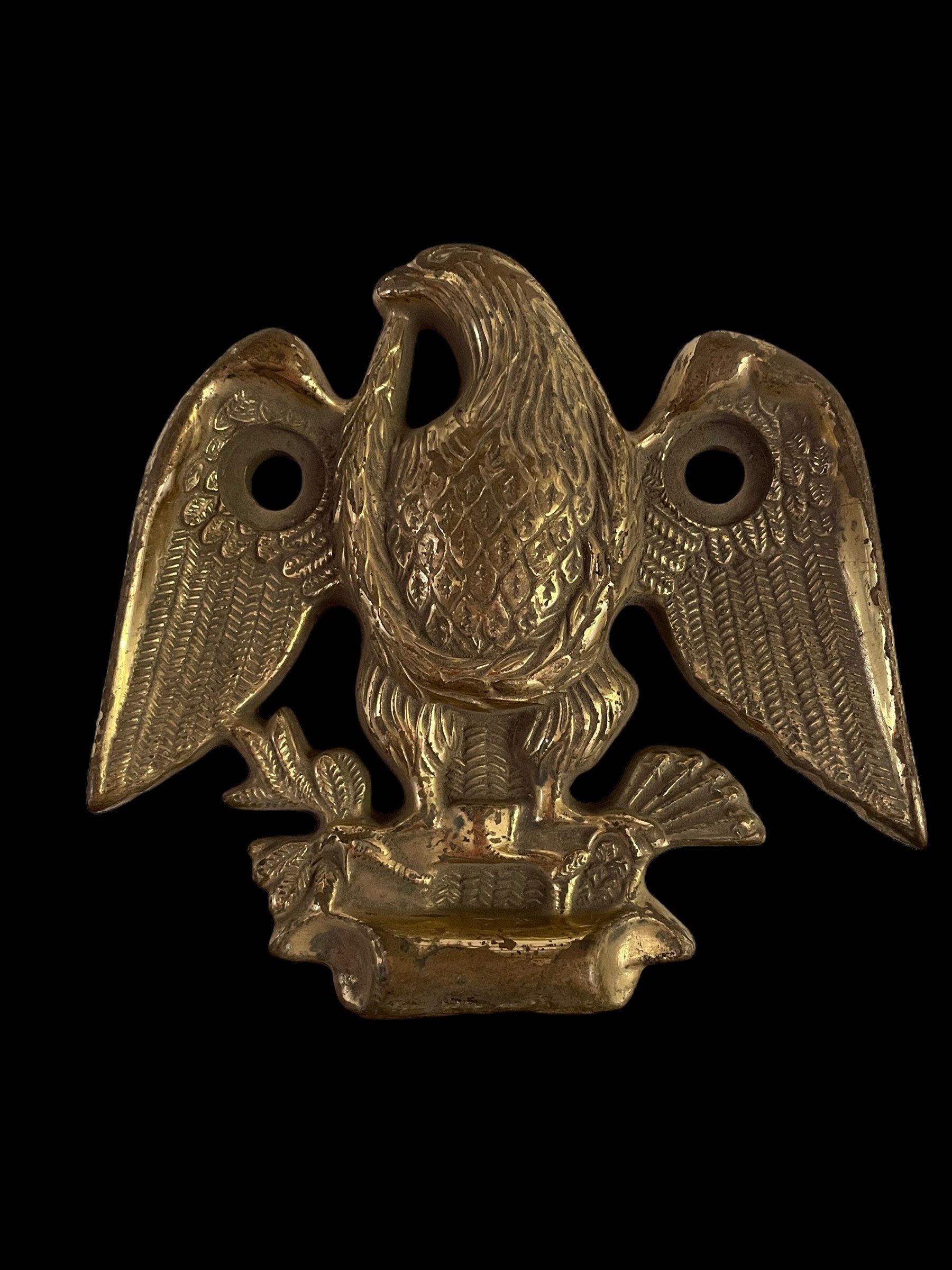 Antique Brass Heavy Cast Bald Eagle Wall Plaque, Barn Decor, Farmhouse