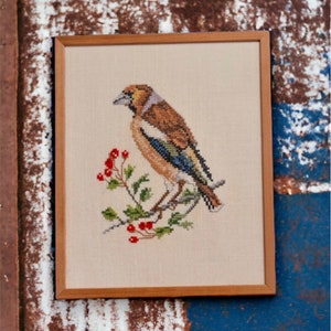Vintage Framed Hand Embroidered Bird, Vintage Art From Sweden, Bird Art Work, Farmhouse Wall Decor image 7