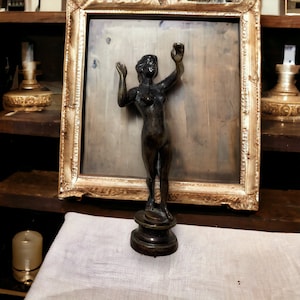 Antike Französische Bronze Tänzerin Statue: Schwere Figurine Buchstütze