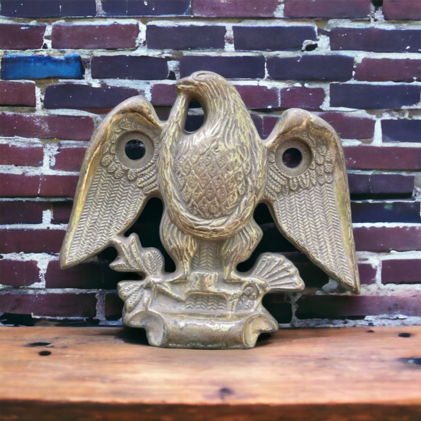 Antique Brass Heavy Cast Bald Eagle Wall Plaque, Barn Decor, Farmhouse