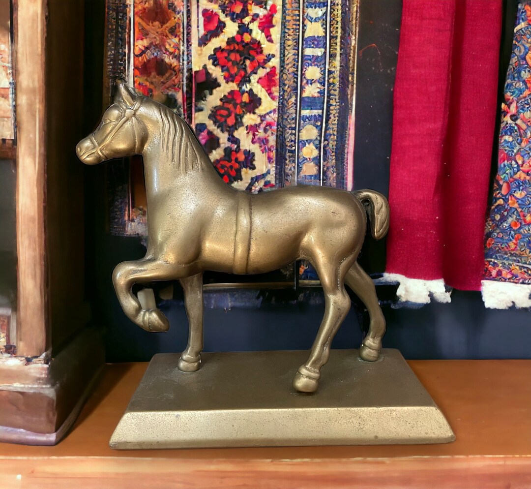 Antique French Solid Brass Horse Statue Figurine Heavy Cast Etsy