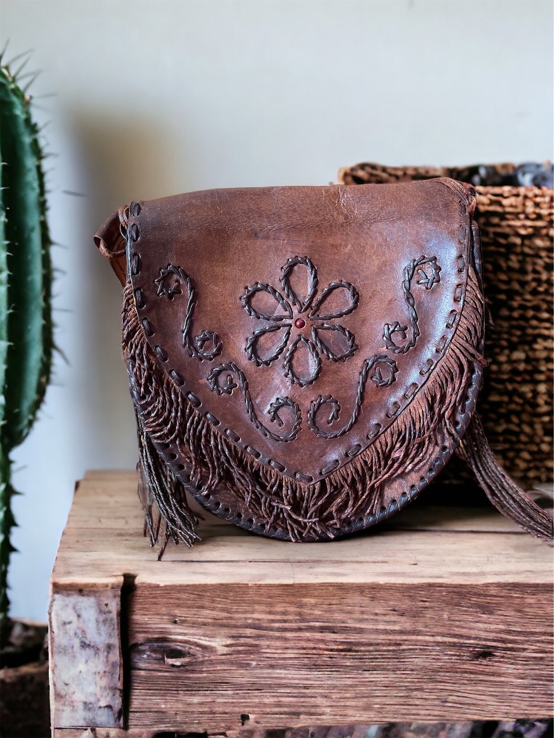 Leather Tote Bag Handmade Embossed Calfskin Brown Retro Style For Busy Professionals main image 1