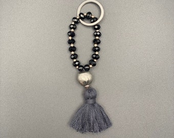 Keychain - Mini Mala Black Pearl