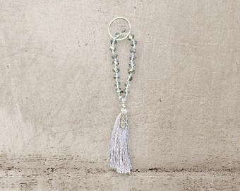 Keychain - Mini Mala - Crystal with Hamsa hand