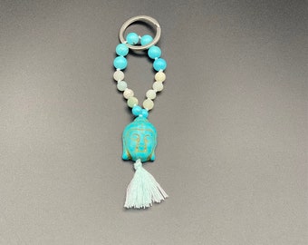 Keychain - Mini Mala in Turquoise