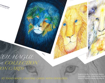 3 Greeting Cards - Lion Collection