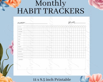 Habit Tracker, Printable Habit Tracker, Blank Monthly Habit Tracker, PDF