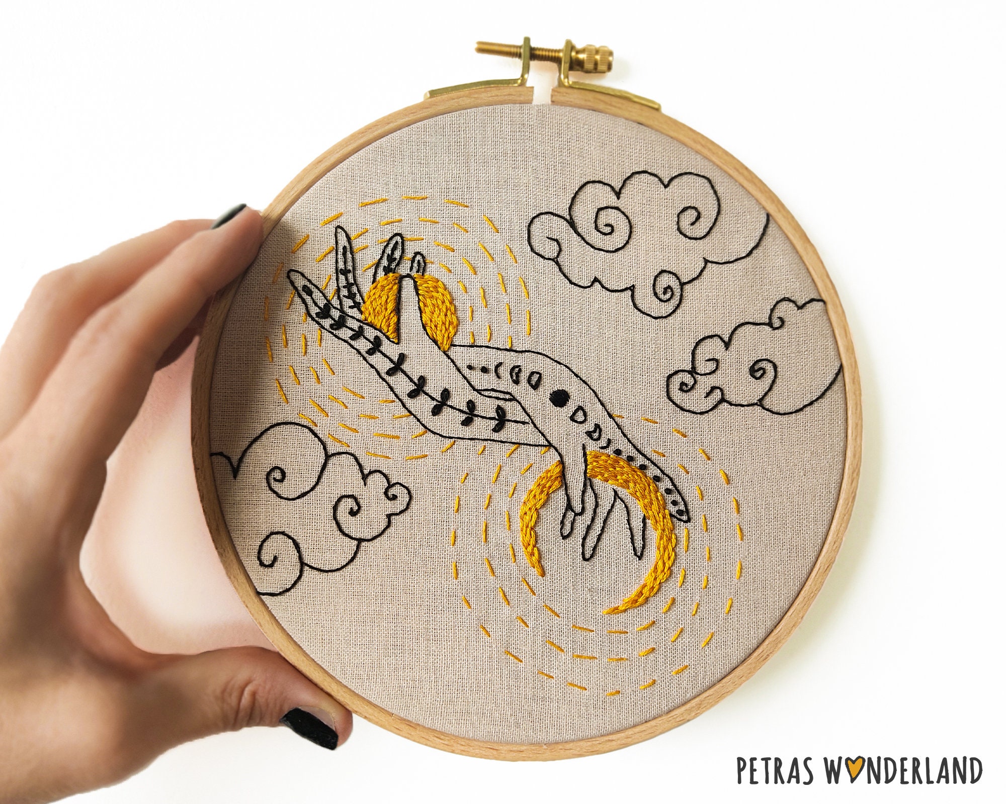 PDF Hand Embroidery Pattern Sun and Moon in My Hands Diy Etsy