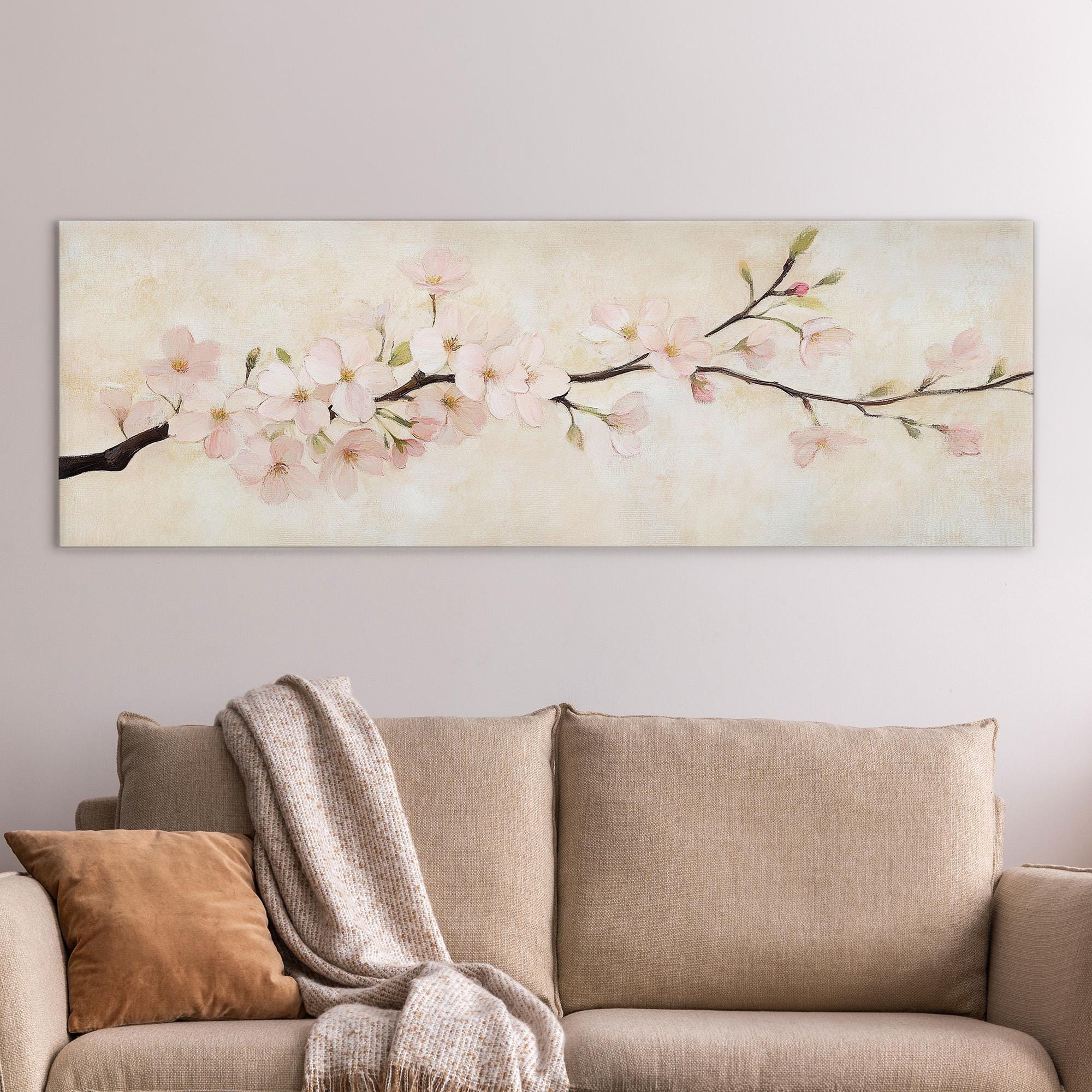 Cherry Blossom Canvas Wall Art Print, Pink Floral Fine Art Print ...