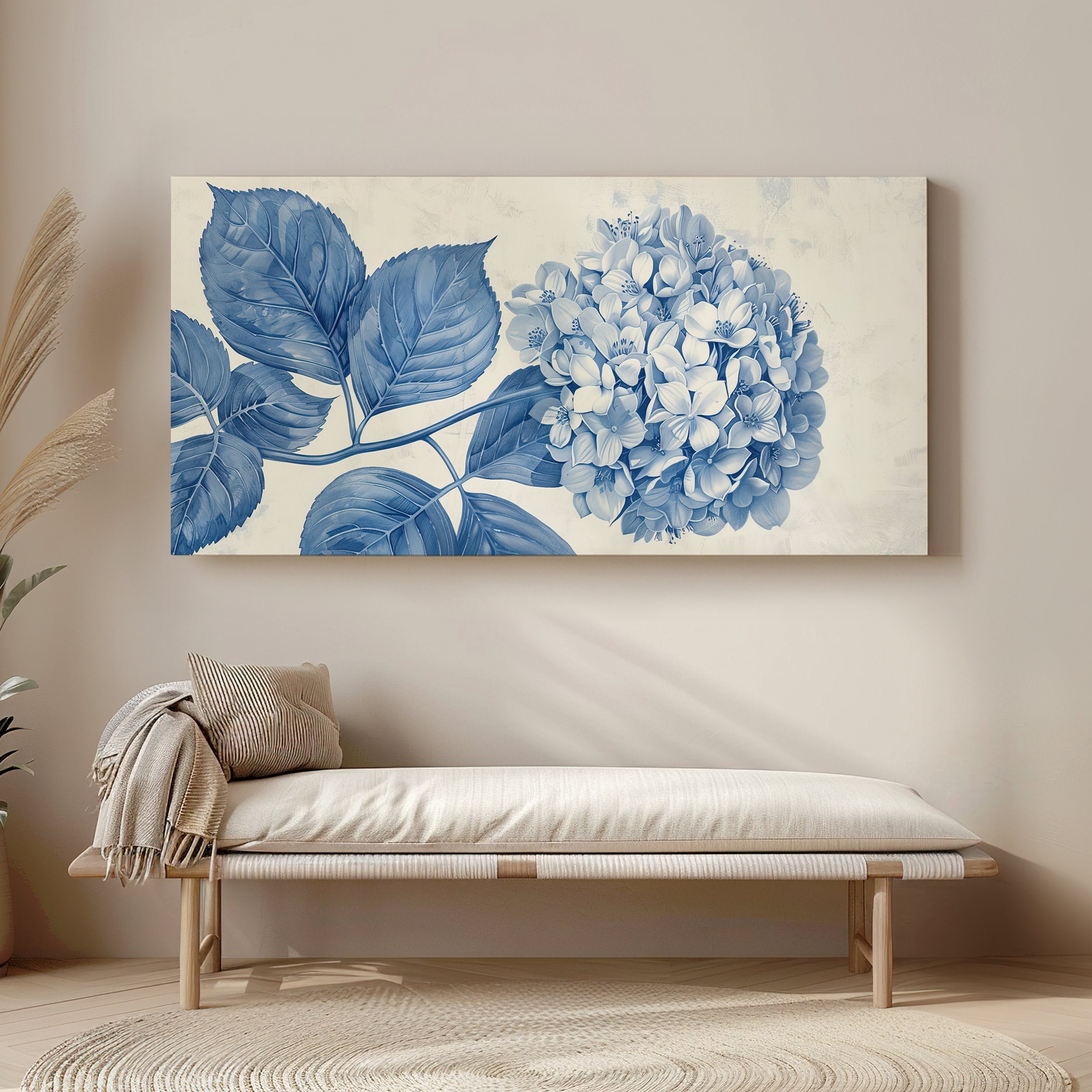 Blue and White Hydrangea Canvas Print - Vintage Floral Wall Art ...