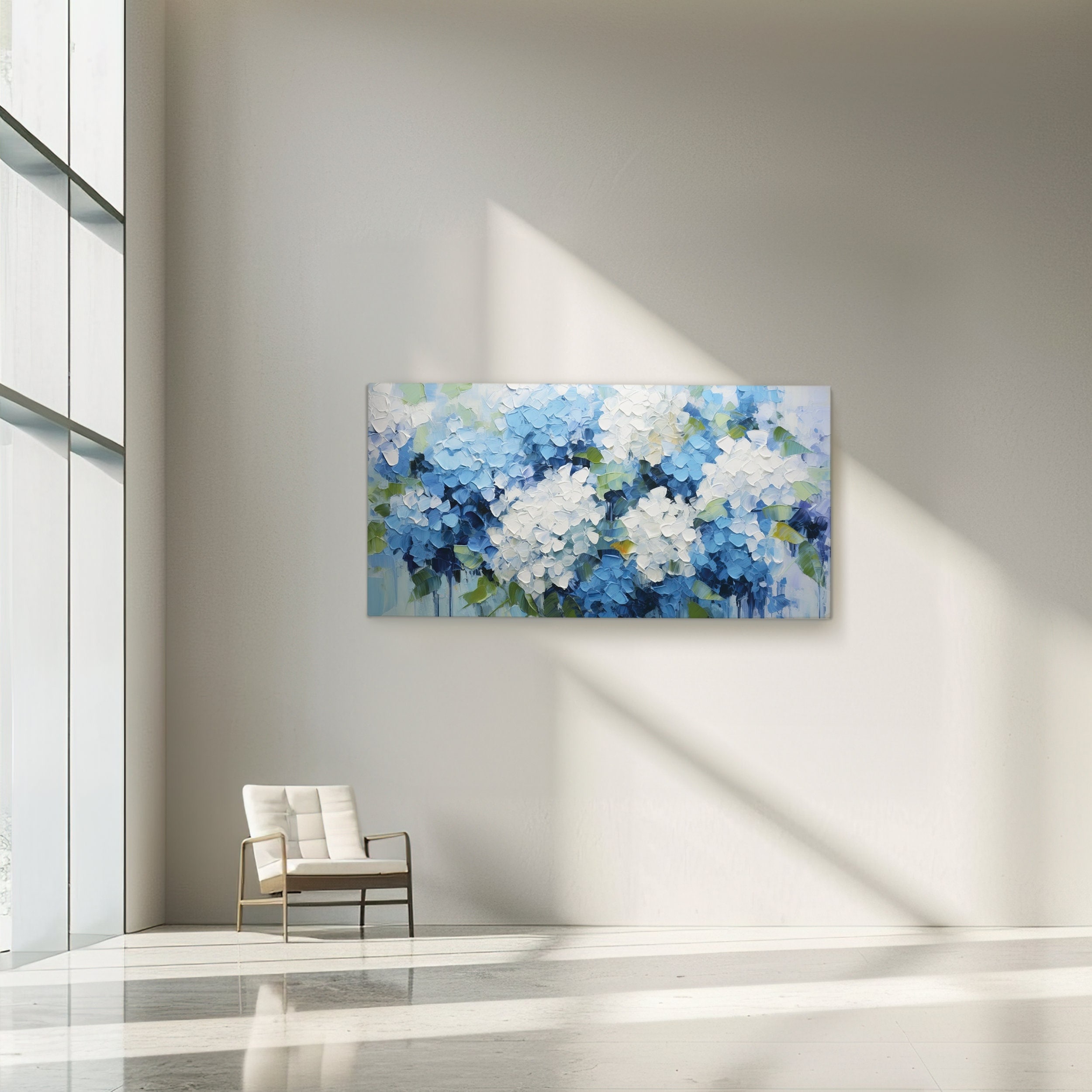 Blue and White Hydrangeas Canvas Print - Floral Wall Art - Hydrangea ...