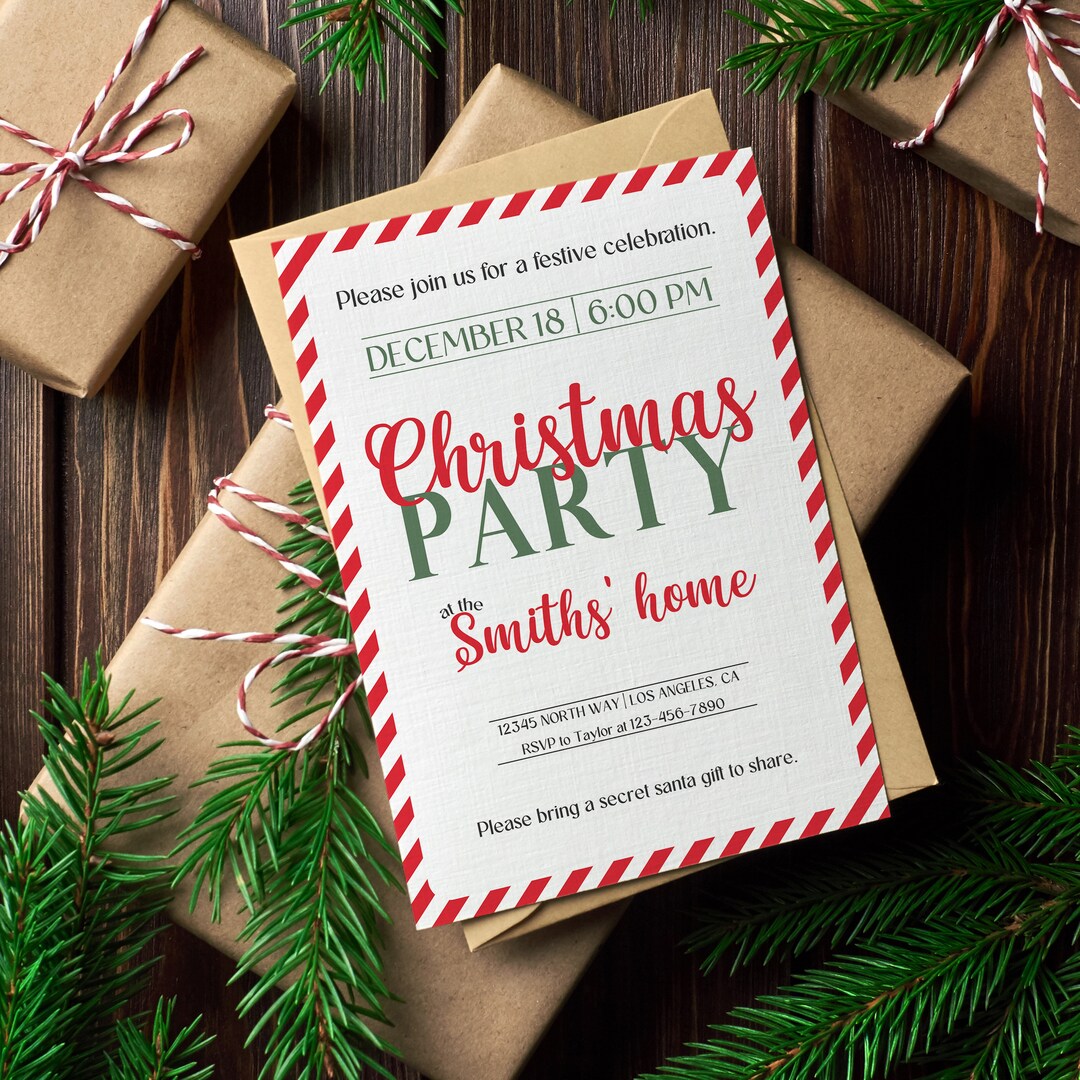 Personalized Christmas Party Invitation Printable Party Etsy