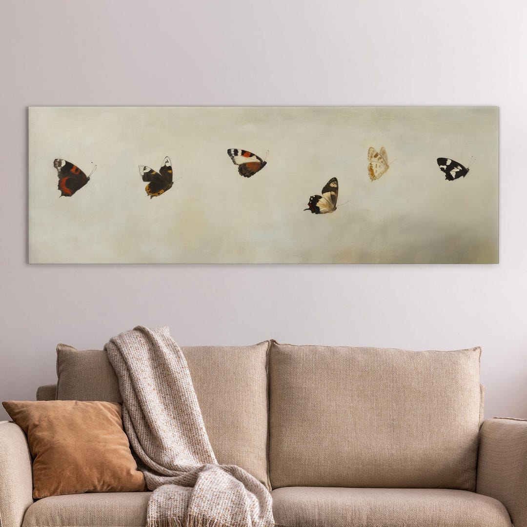 Vintage Butterfly Canvas Wall Art, Minimalist Farmhouse Fine Art Print ...