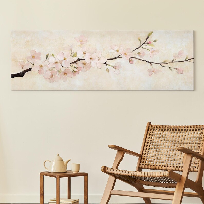 Cherry Blossom Canvas Wall Art Print, Pink Floral Fine Art Print ...