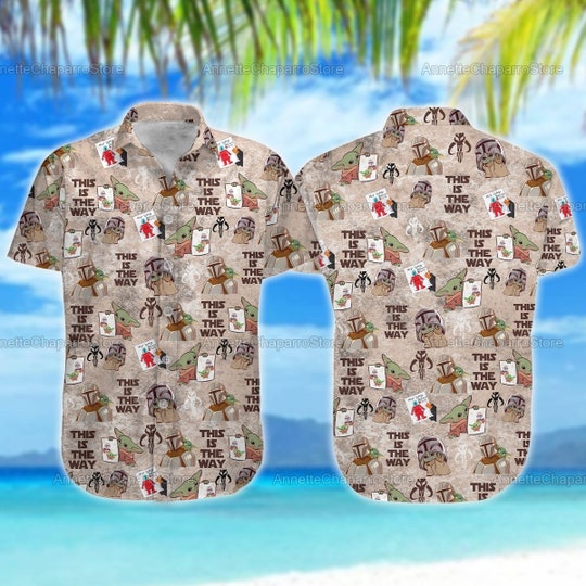 Disover Baby Yoda Hawaiian Shirt, Baby Yoda Button Shirt, Yoda Hawaii Shirt