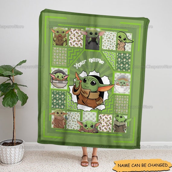 Baby Yoda Blanket Custom Name Baby Yoda 3D Fleece Blanket Etsy