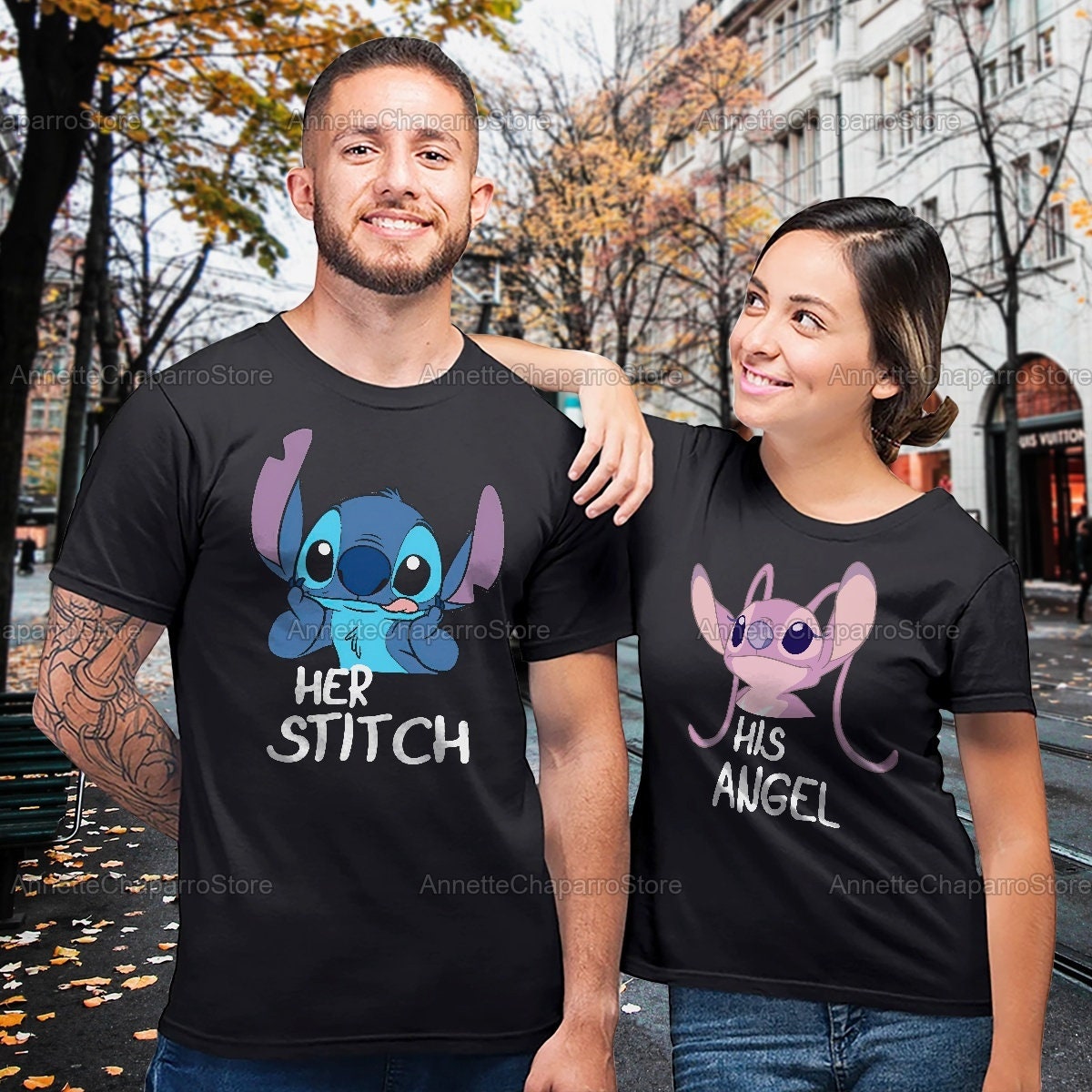 Stitch couple t shirt Clearance
