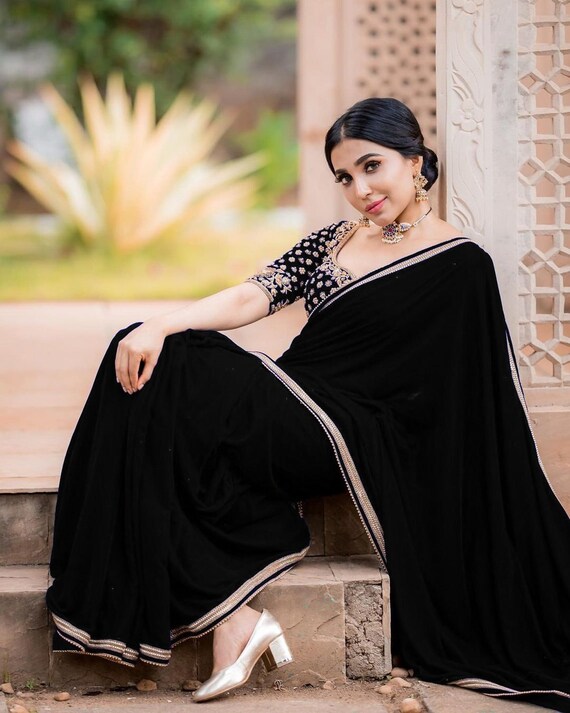 Black Silk Saree Designer Saree 