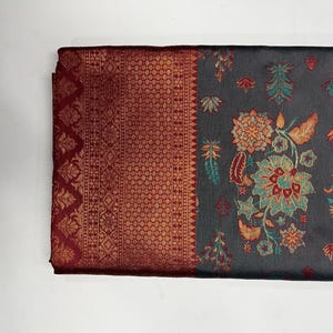 Kanjivaram Silk Saree with Floral Jacquard Design | Soft Art Silk Saree with Rich Pallu  Zari Border | Perfect for Wedding Festive Wear