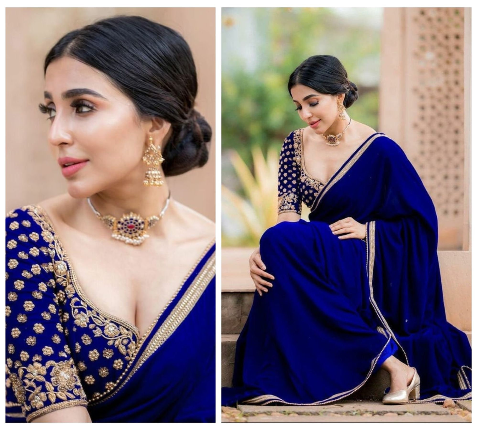 Dream Deals Party Wear Gorgeous Royal Blue Saree With Banglori Silk Blouse  at Rs 599 in Surat