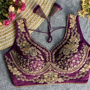Handmade Embroidered Silk Bridal Blouse: Sabyasachi Inspired, Sequin & Beadwork