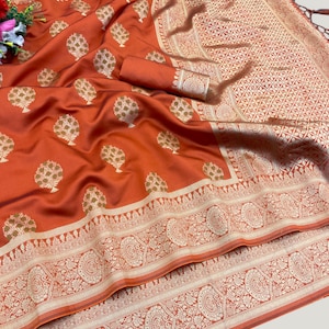 Soft Banarasi Silk Saree with Meenakari Zari Weaving | Rich Pallu with Tassels | Wedding Saree | Traditional Indian Saree | Gift for Her |