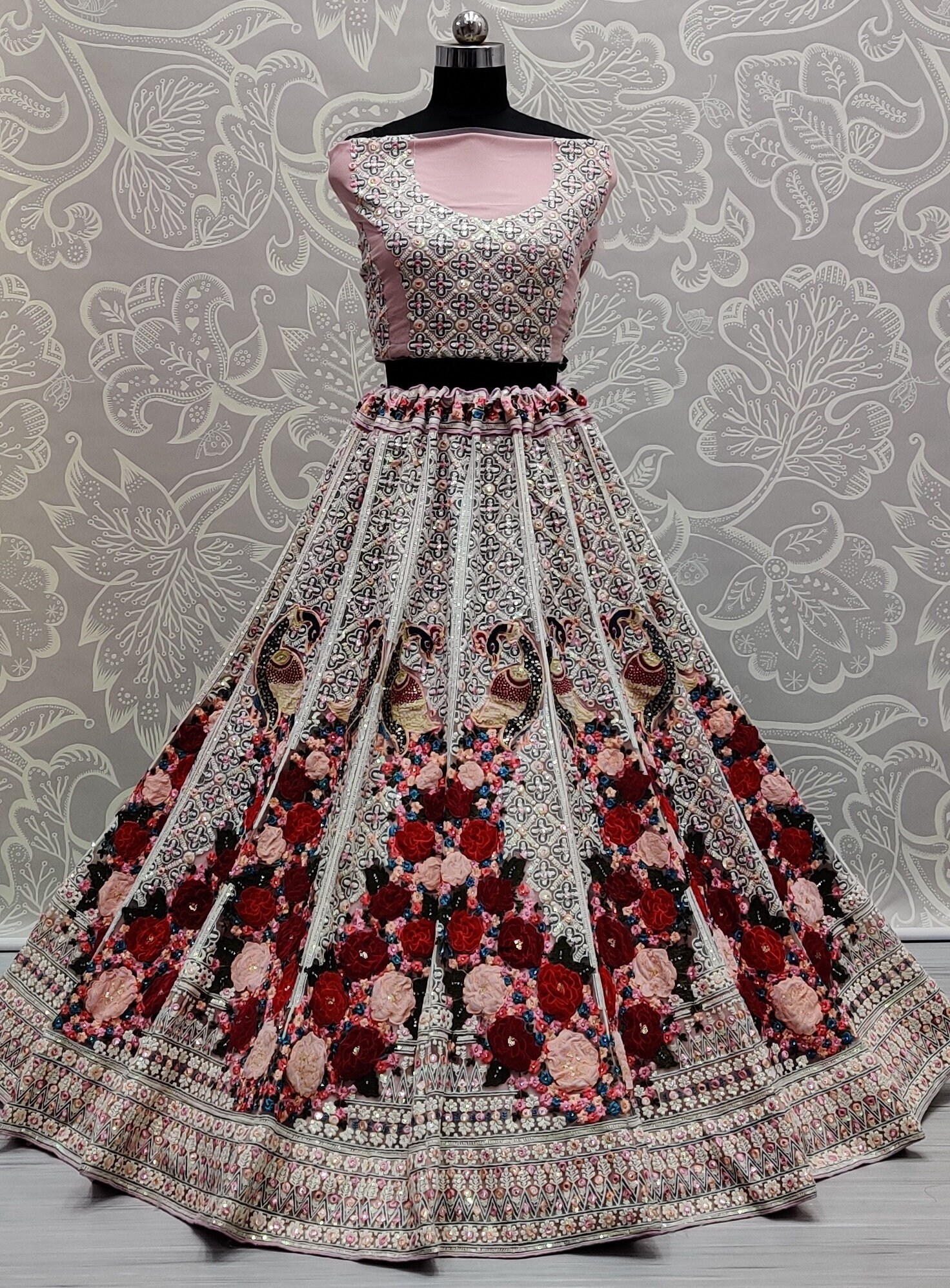 Pink Lehenga Choli Floral Lehenga Choli Bridal Outfit Etsy Ireland